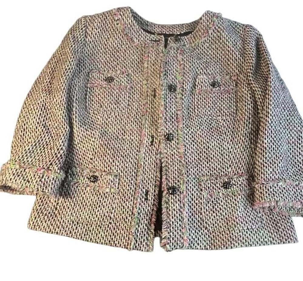 Talbots Multicolor Tweed Jacket Size 14 Boucle Fringe CareerCore
